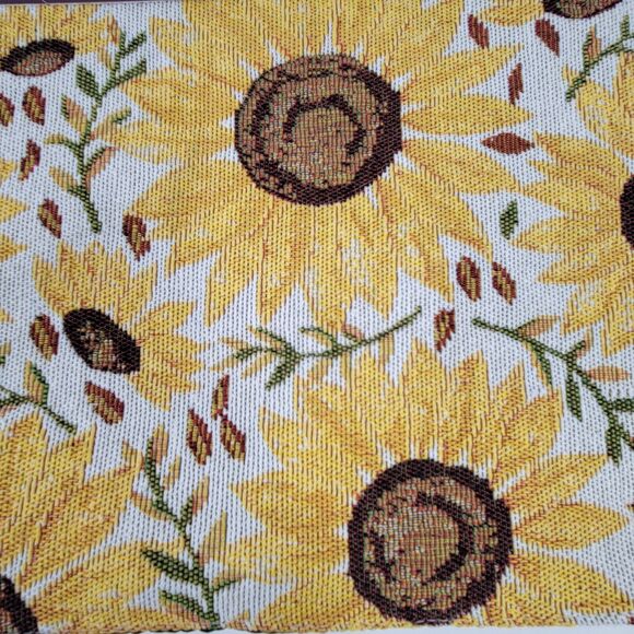 Set of 4 Yellow Sunflowers Tapestry Placemats Cotton Poly Brown Back 13" x 19" - Picture 7 of 13